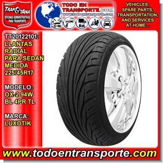 Lee el articulo completo LLANTAS RADIAL PARA VEHICULO SEDAN MARCA LUXOTIK MEDIDA 225/45R17 MODELO OX-2 94W BL 4PR TL Lee el articulo completo LLANTAS RADIAL PARA VEHICULO SEDAN MARCA LUXOTIK MEDIDA 225/45R17 MODELO OX-2 94W BL 4PR TL